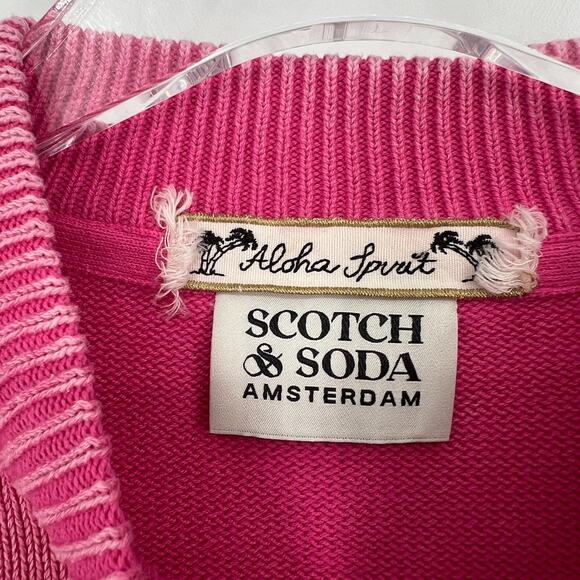 Scotch & Soda Sweater Womens M Pink‎ Palm Tree Feminine Bohemian Knit Organic - Picture 4 of 10
